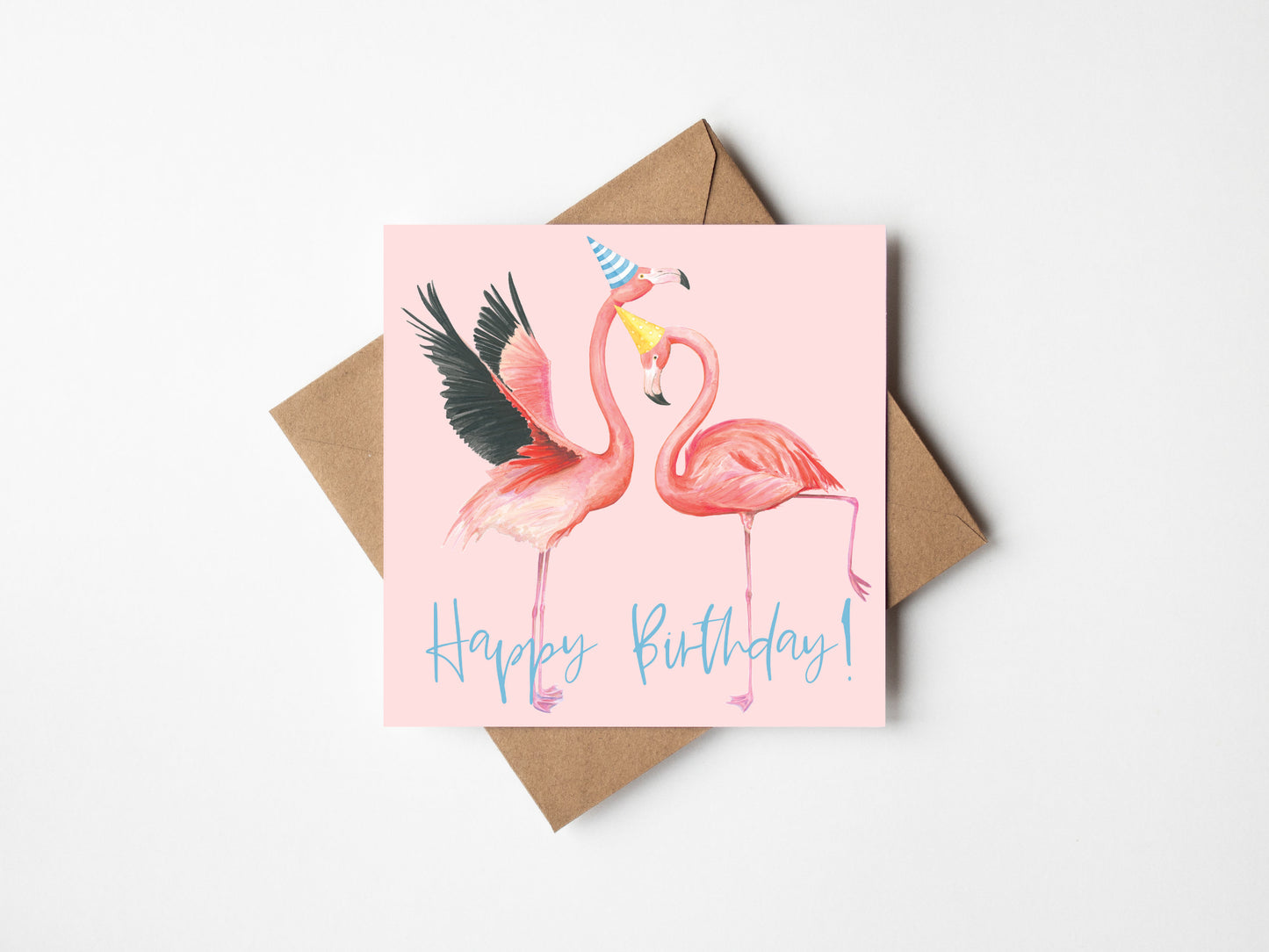 Flamingo Birthday Card, Square