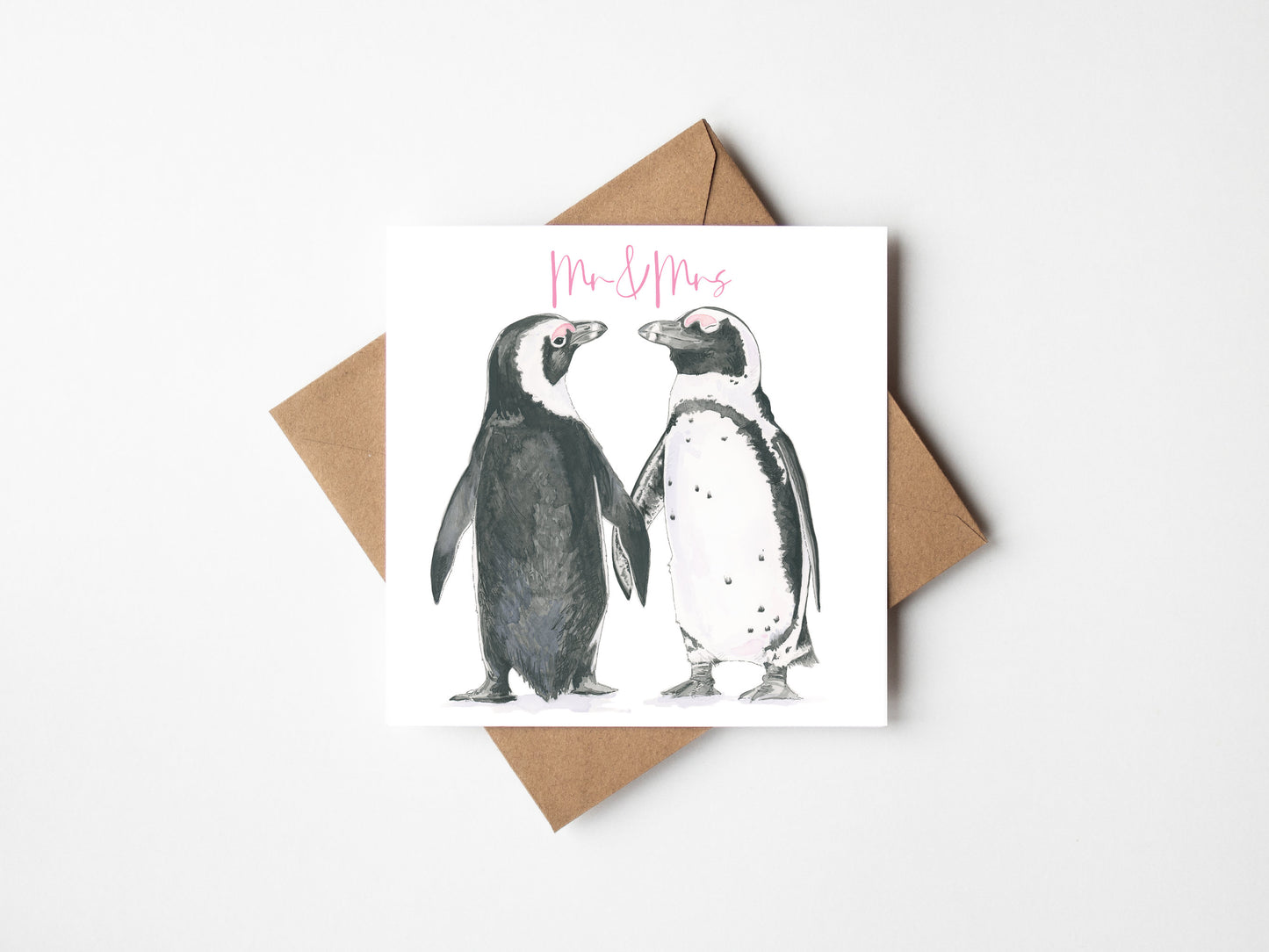 Mr & Mrs Penguin greeting card