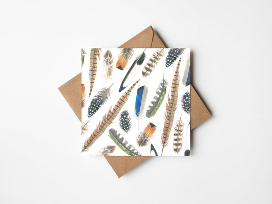 Wild Feathers, Greeting Card, Square