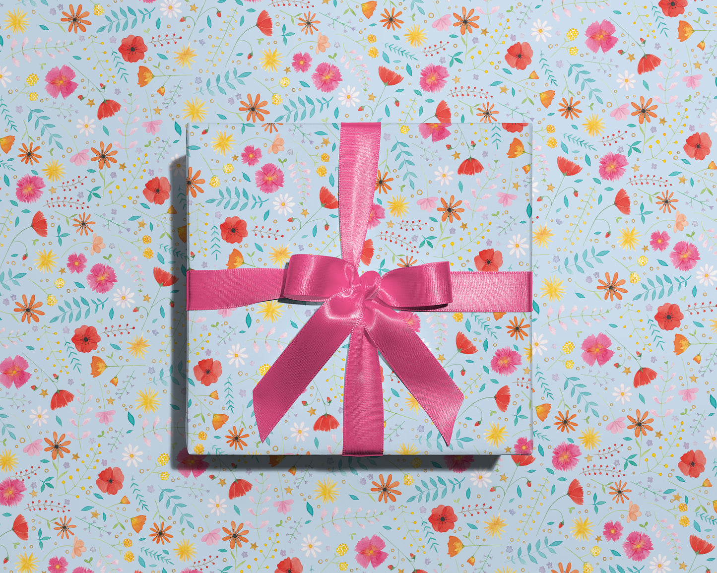 Floral Wrapping Paper in Blue