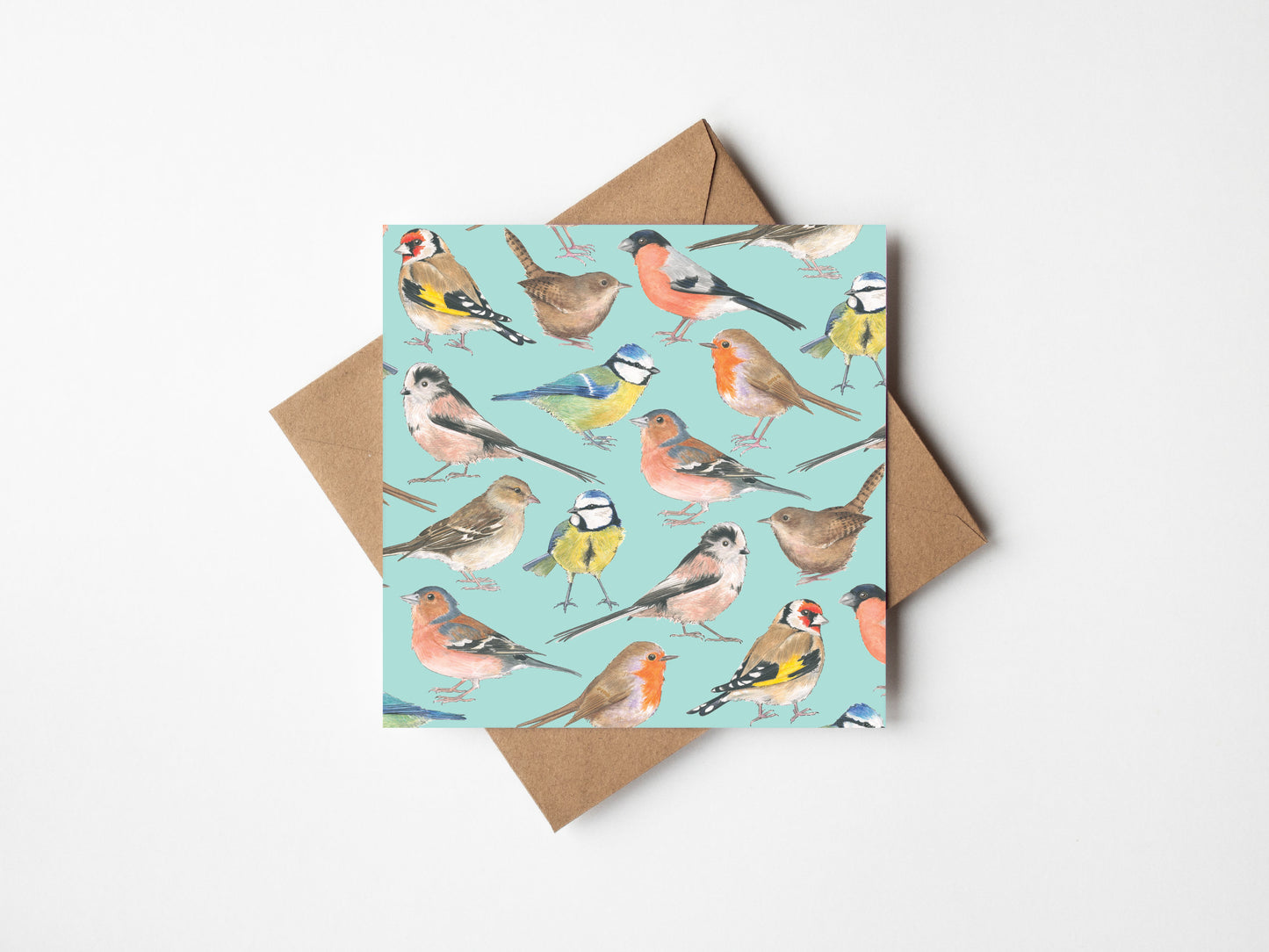 Garden Birds, Greeting Card, Green