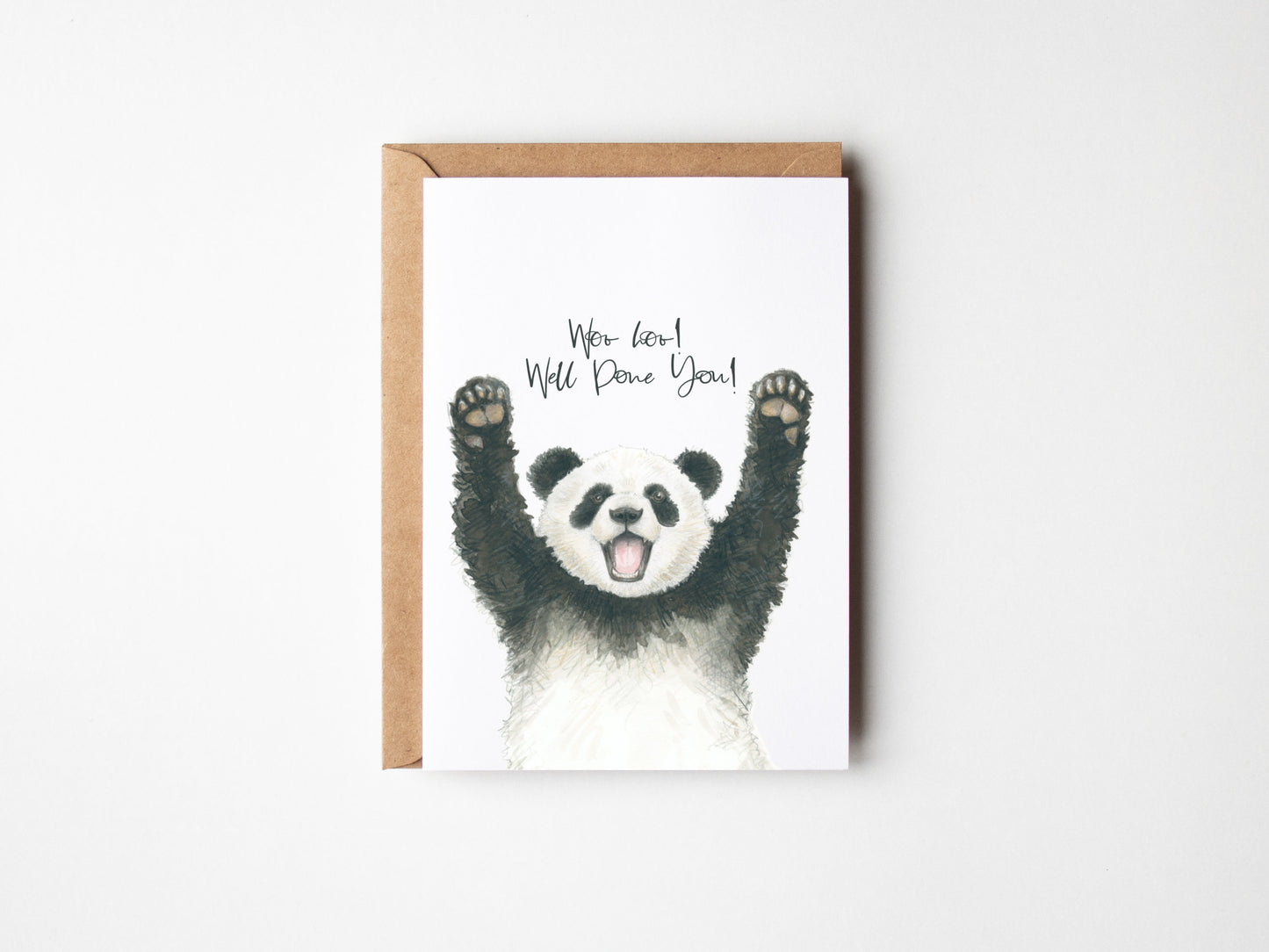 COMING SOON - Woohoo Well Done You! Panda, A6 greeting card