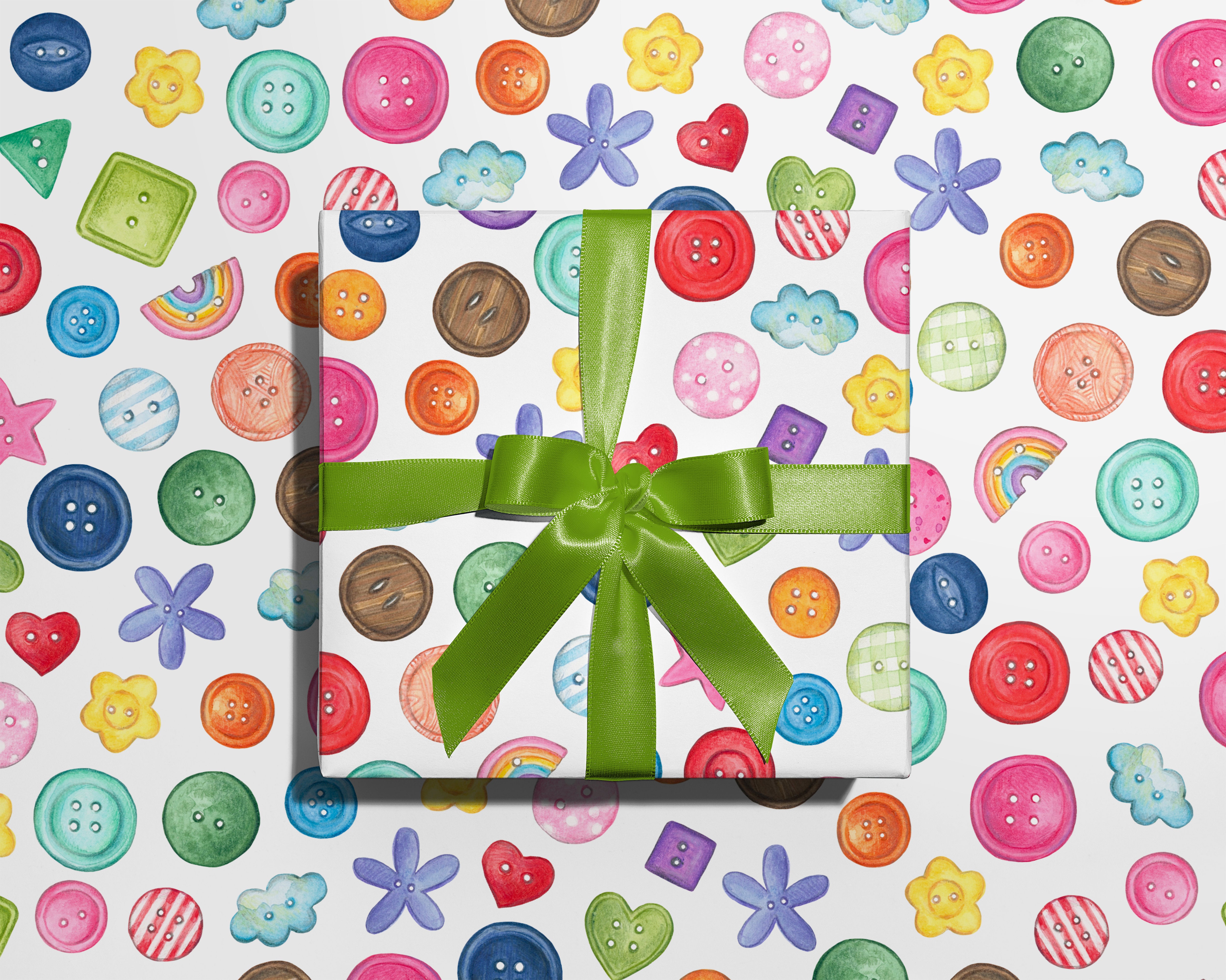 Button Wrapping Paper Cute as a Button, Wrapping Paper – By Antonia Illustration Ltd