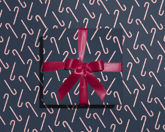 Navy Candy Cane Wrapping Paper