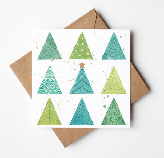 Christmas Trees Greetings Card, Christmas Card