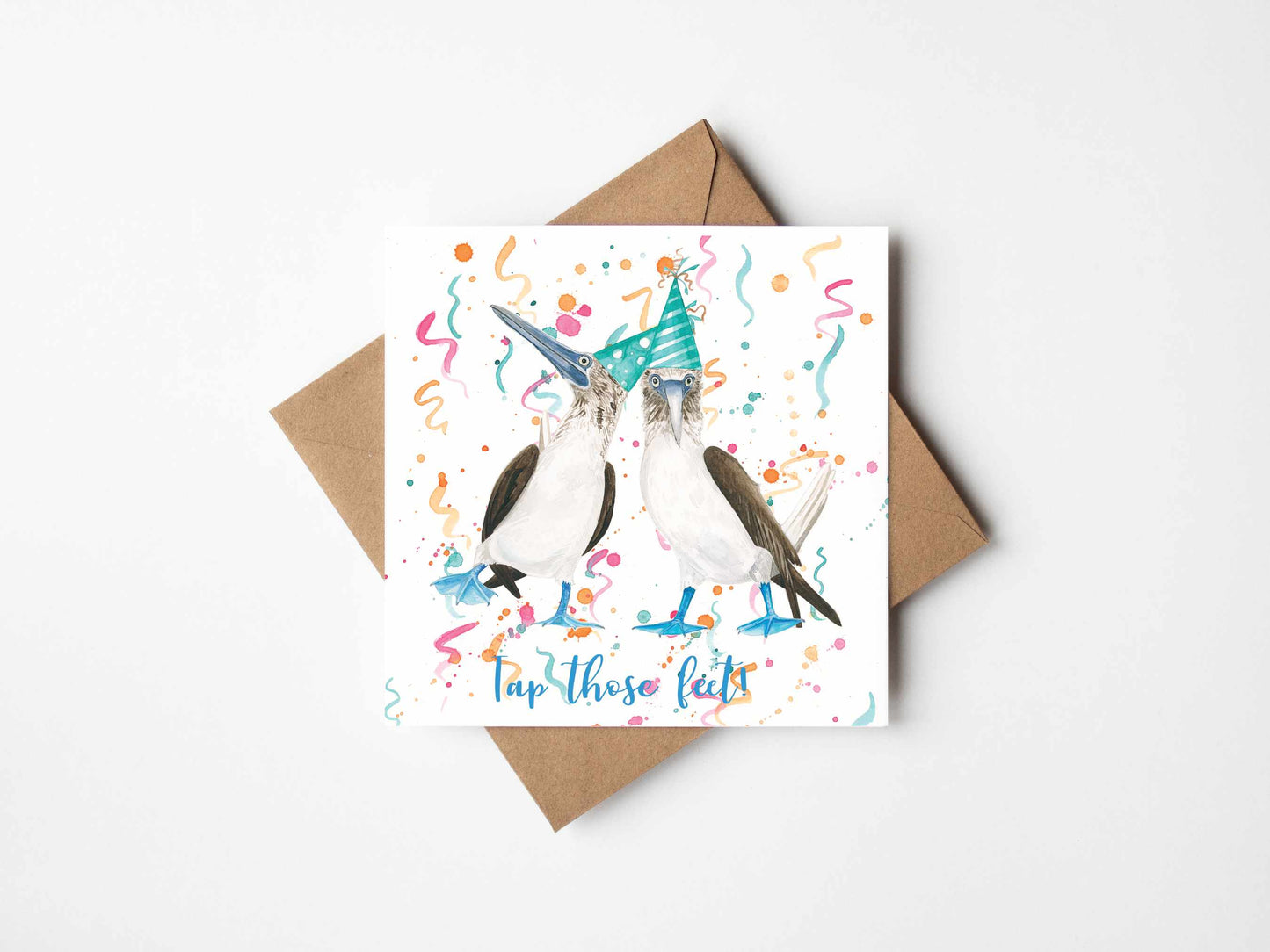 Tap those feet! Blue-Footed Boobies, birds, occasion card