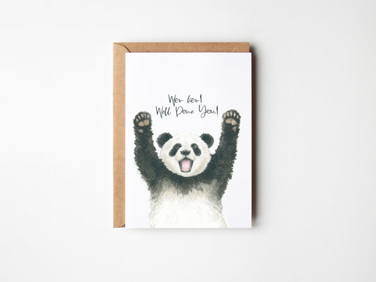 COMING SOON - Woohoo Well Done You! Panda, A6 greeting card