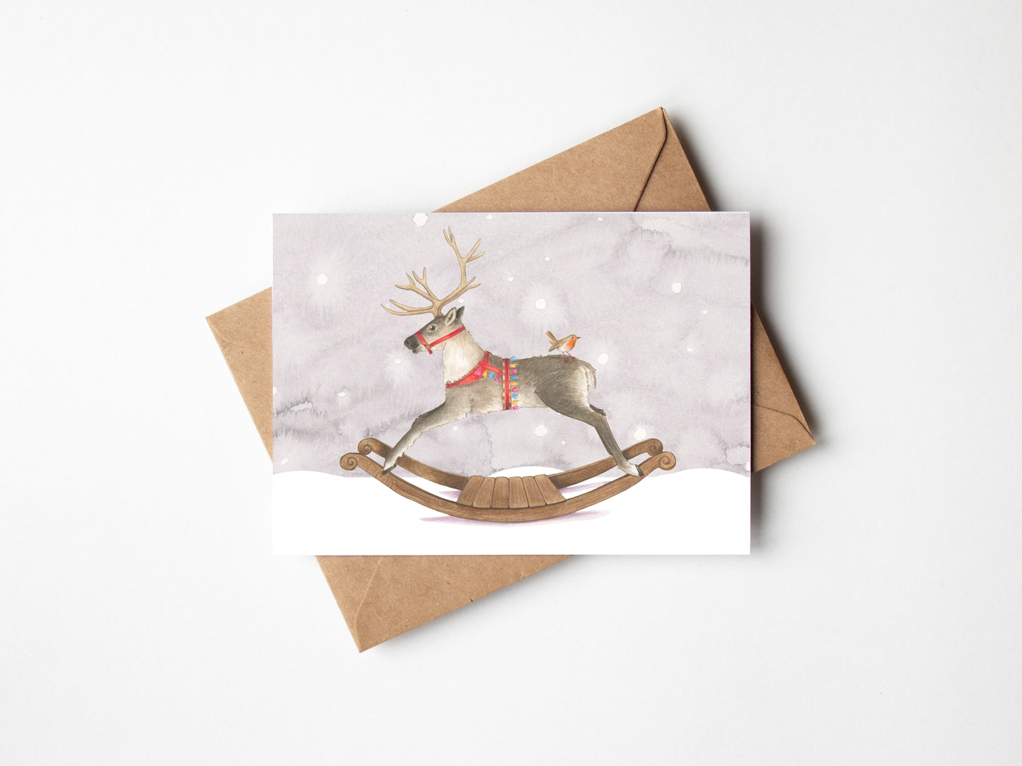 Rocking Reindeer, Christmas card