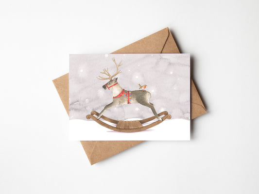 Rocking Reindeer, Christmas card