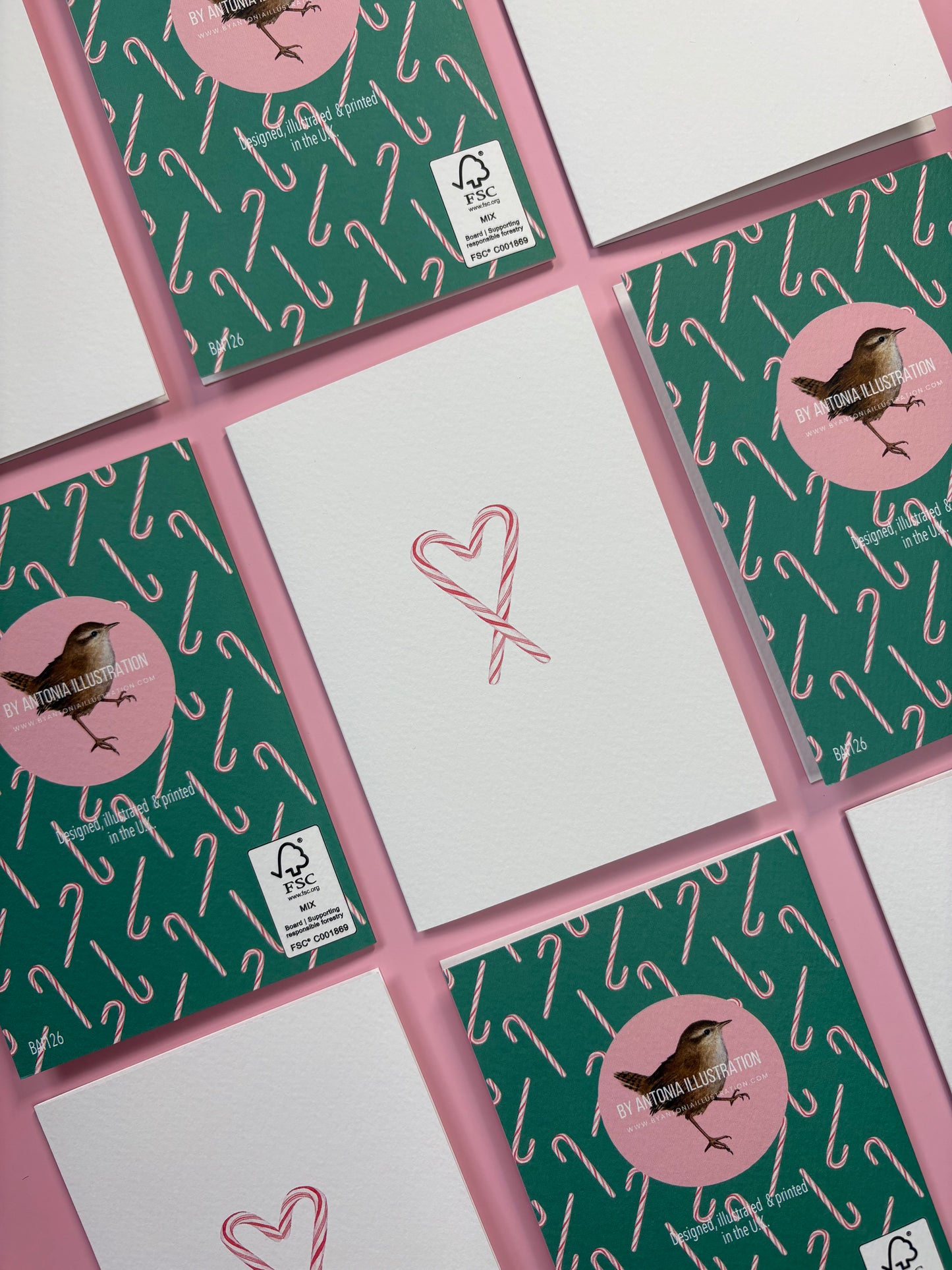 Candy cane hearts, Christmas card