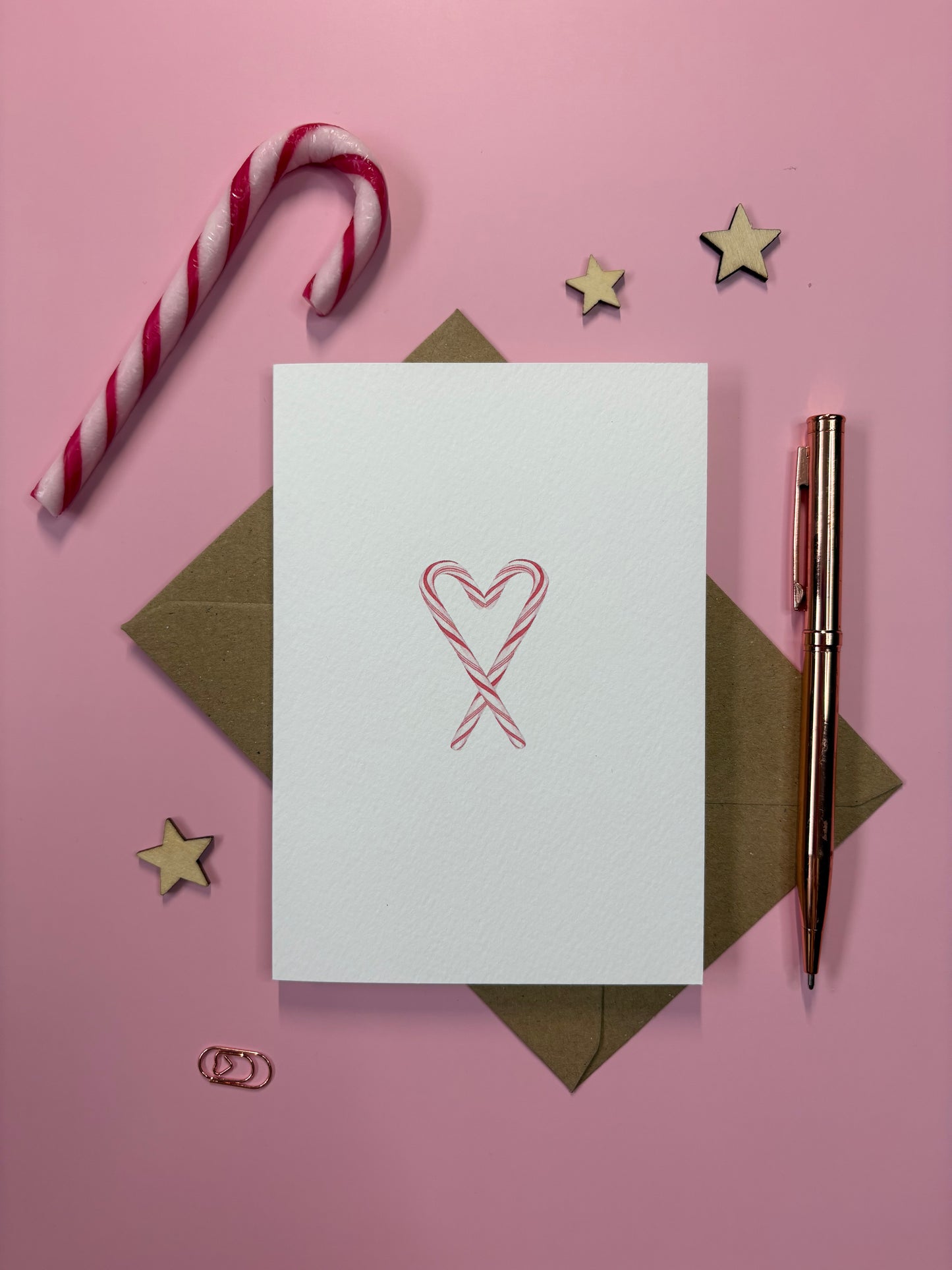 Candy cane hearts, Christmas card