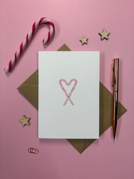 Candy cane hearts, Christmas card